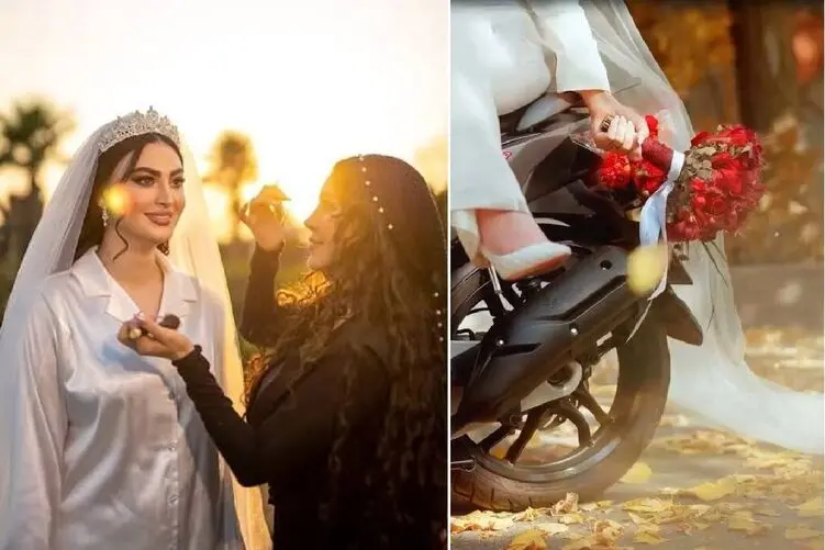 آواز شاد؛ مریم مومن کمربند بسته با لباس عروس غنچه بیارید لاله بکارید خواند