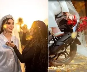آواز شاد؛ مریم مومن کمربند بسته با لباس عروس غنچه بیارید لاله بکارید خواند