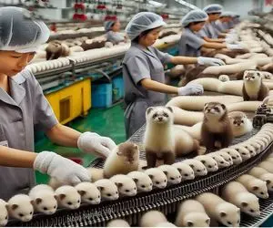 فرآوری راسو؛ از دم راسو شال گردن درست میکنن بعد کز دادن پشماش سوخاریش میکنن