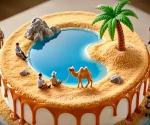 ترکیب فانتزی و واقعیت؛ کیک سه بعدی درست کردن وسطش چشمه قُل قل میکنه آبشار میشه میریزه