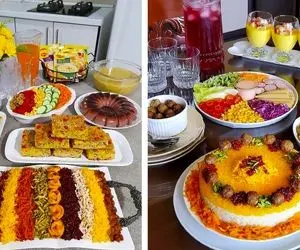 دیزاین همه غذا ها و ایده چیدن میز و سفره ایرانی / حتی عدس پلو هیچی ندار رو لوکس کردی