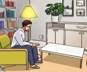 بازی فکری؛ سعی کن اشتباه مخفی شده در تصویر اتاق نشیمن مرد را پیدا کنی.
