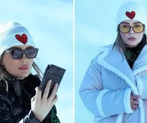 تیپ خز "سحر قریشی" با کلاه صورتیش؛ چرا ملافه پیچیده دور خودش؟