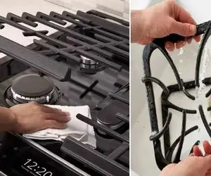 تمیز کردن چدن گاز اونقدر راحت که فکرشو نمیکنی / اینجوری فسیلای روی گاز سه سوته تمیزن