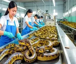 فرآوری مار؛ مار تو سلاخخونه خُرد می‌کنن پول پارو کنن