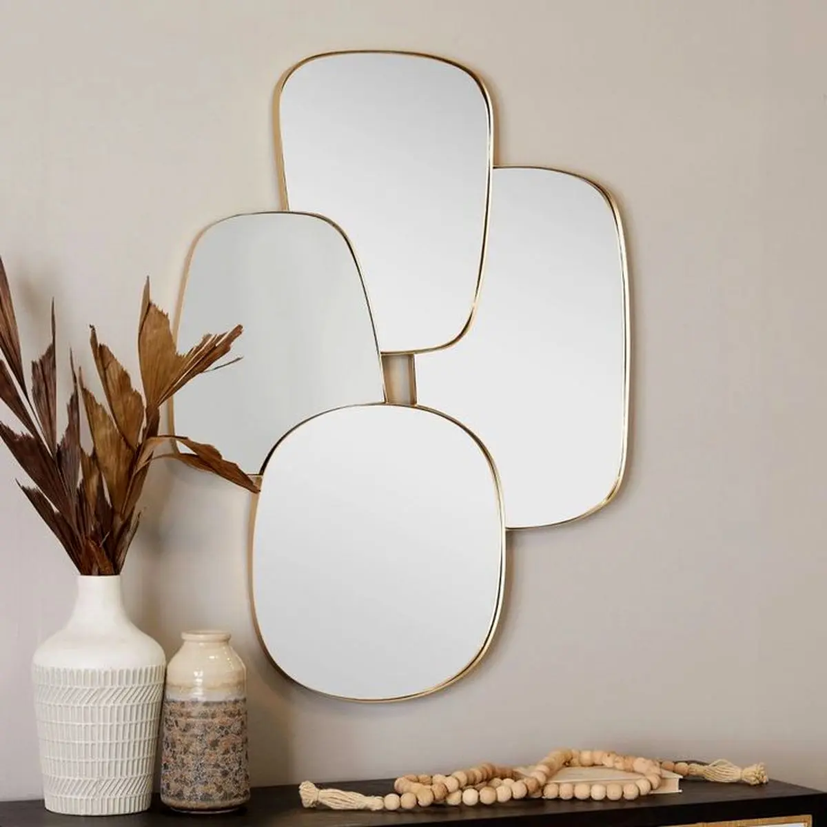 Metal Wall Mirror with Varying Shapes Gold - CosmoLiving by Cosmopolitan