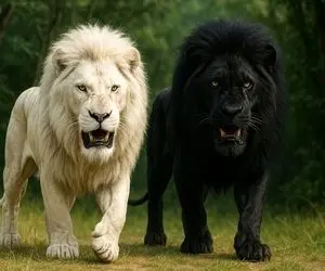 مستند حیات وحش؛ شیرهای سفید برفی و سیاه زغالی که در دنیا منحصرن