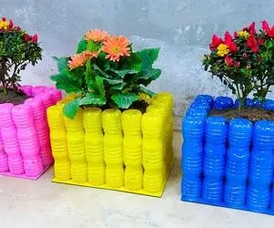 ایده های خلاقانه؛ اگه بطری پلاستیکی آب معدنی داری ننداز باهاشون گلدون بساز بذار تراس