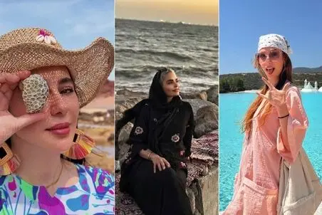استایل های بازیگران زن ایرانی لب ساحل دریای خزر؛ دامن راحت روشن، لگ پوشی و تیپ بلک