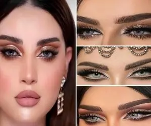مدل های سایه چشم  مجلسی برای آرایش 2025؛ سبک های عربی و زرق برقی شاین دار مد ملکه ها