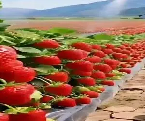 کشاورزی نوین؛ توت فرنگی پرورش دادن قد هندونه تپل و آبدار وزن هر یه دونه 2 کیلوئه