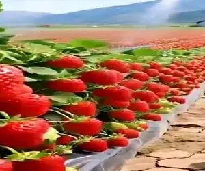 کشاورزی نوین؛ توت فرنگی پرورش دادن قد هندونه تپل و آبدار وزن هر یه دونه 2 کیلوئه