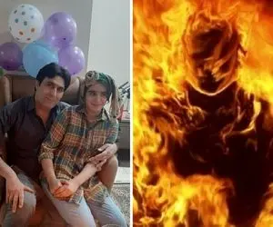 (ویدیو) لحظه خودسوزی هولناک امین کیانپور معلم اصفهانی جلو دادگاه