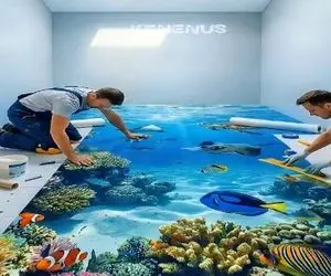 معماری خلاقانه؛ کف حموم رو رزین دریایی کردن انقد رویایی شد که نمیشه ازش چشم برداشت