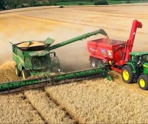 کشاورزی نوین؛ کمباین غول پیکری که هر نوبت گندم یک شهر رو درو می کند