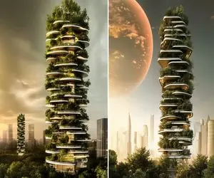 آسمان خراش جنگلی محله ای عمودی برای آیندگان/ برجی هوشمند سازگار با محیط زیست
