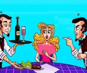 هوش تصویری؛ زدی روست باهوشا؟پس بگو کدوم از این گارسون ها که پیش دخترگیس طلایی آدم خوار؟