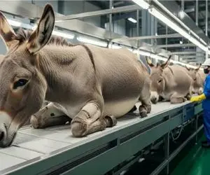 فرآوری خر؛ گردن خر از کار افتاده از قفا میزنن شرحه و بسته بندی کنن برای فروش