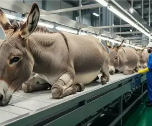 فرآوری خر؛ گردن خر از کار افتاده از قفا میزنن شرحه و بسته بندی کنن برای فروش