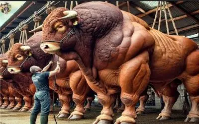 گاوهای باورنکردنی / گاو غول پیکر با عضلات باورنکردنی که هر تکه‌اش بوی کباب میده