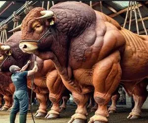 گاوهای باورنکردنی / گاو غول پیکر با عضلات باورنکردنی که هر تکه‌اش بوی کباب میده