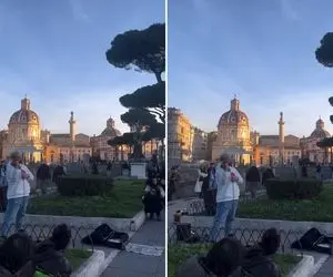 آواز خیابانی؛ آقای مو طلایی تو رم ایتالیا چه آهنگ عجیب غریبی میزنه ملت هنگیدن