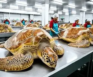 فرآوری لاکپشت؛ لاکپشت فربه میکنن با گوشتش سوپ بار بزارن