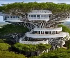 معماری خلاقانه؛ کلبه درختی تریبلکس ساختن از داخل شاخه ها رفت و آمد میکنن مثه سرسره