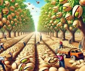 کشاورزی نوین؛ ماشین آلات مدرن رو بردن زیر درخت پسته تو 10 ثانیه 100 کیلو رو میچینن