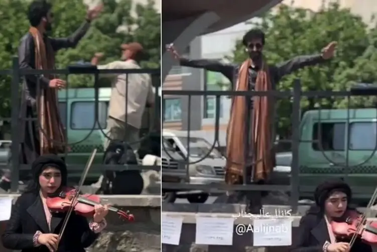 مطربی پر احساس؛ رقص زیبای بلوچی مرد جوان در بی خبری خانوم نوازنده ویولن