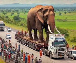 جابه‌جایی های جانکاه؛ فیل 250 تنی مریض شد با تریلی بردنش کشتارگاه بشه غذای انسان