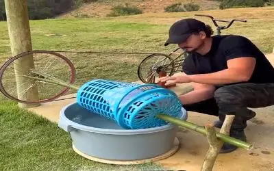 مهندسی خلاقانه؛ یزیدتو بشر با سبد لباسشویی ساخت حتی خشک کن هم داره چقد فکرش کار میکنه