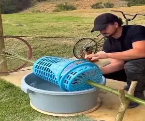 مهندسی خلاقانه؛ یزیدتو بشر با سبد لباسشویی ساخت حتی خشک کن هم داره چقد فکرش کار میکنه