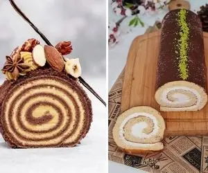 طرز تهیه رولت خامه ای با روکش شکلات / مزه عالی از یک شیرینی تر خونگی