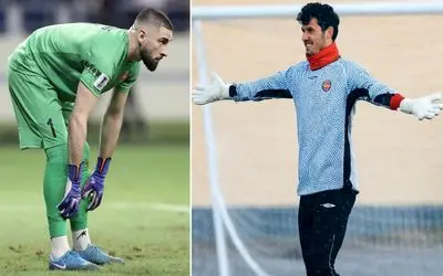 دروازه بان پرسپولیس و دوازه بان تراکتور رقیب هم در گل گهر