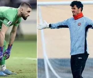 دروازه بان پرسپولیس و دوازه بان تراکتور رقیب هم در گل گهر