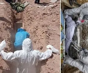 (عکس) قبر دسته جمعی فوت شدگان کرونا در کرمان؛ ماجرا چیست؟