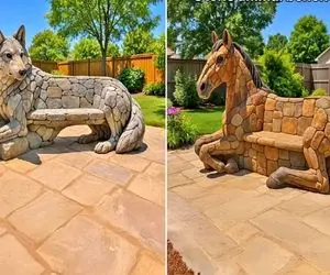 ترکیب فانتزی و واقعیت؛ صندلی های سنگی با اشکال حیوانات/ رویای کودکیتون رو زندگی کنید