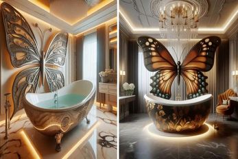 چیدمان حمام با طرح‌های پروانه ای و یونیک / مدرن ترین ایده های 2024