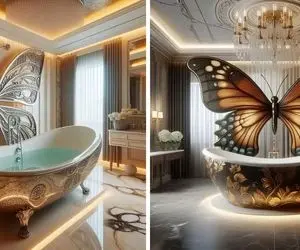 چیدمان حمام با طرح‌های پروانه ای و یونیک / مدرن ترین ایده های 2024