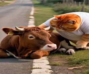 میدان بقا /  گربه نادرست با نقاب مهر گاو زخمی کباب کرد برای جیبش