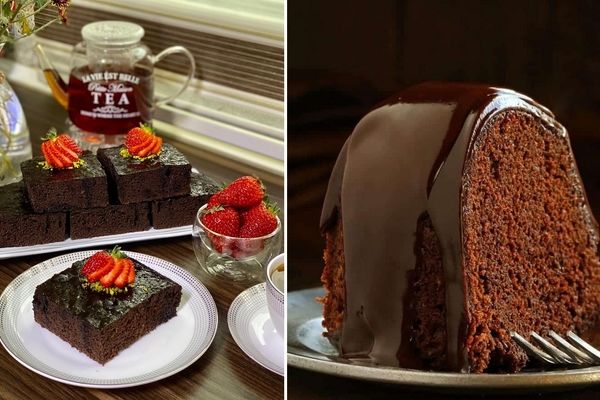 طرز تهیه کیک شکلاتی خیس خونگی / یه کیک عالی همراه با سس شکلاتی که مزه بهشت میده