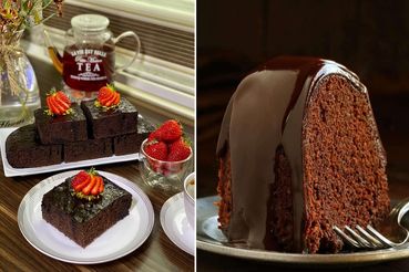 طرز تهیه کیک شکلاتی خیس خونگی / یه کیک عالی همراه با سس شکلاتی که مزه بهشت میده