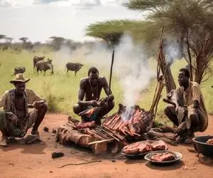 جنگجویان طبیعت؛ سگ بربرهای برهنه مرد انداختن تو آتیش به نیش کشیدن سرشم بلعیدن