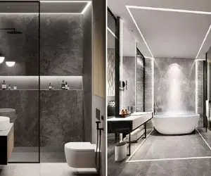 ایده های چیدمان حمام به شکل رویایی و خاص / دکوراسیون مدرنی که ارزش فخر فروختن رو داره