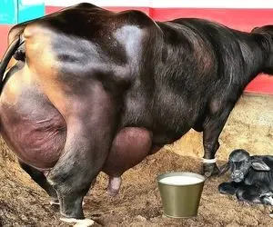 گاوهای باورنکردنی؛ گاو انقدر حجم شیرش زیاد شده که ندوشن دیگه نمی تونه راه بره