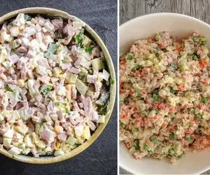طرز تهیه سالاد سیب زمینی و ژامبون / خوشمزه ترین شام که سه سوته آماده میشه