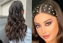 ایده های مدل موی عروسکی و شیک با مروارید چسبی؛ تزیین دلبرانه موی بلند و کوتاه