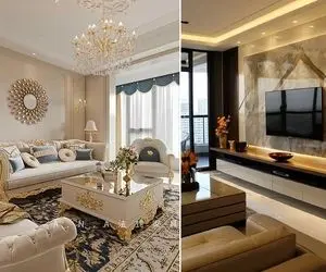 چیدمان ایده آل پذیرایی 20 متری؛ از محل قرارگیری مبلمان و فرم چینش تا تی وی روم شکیل