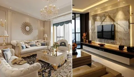 چیدمان ایده آل پذیرایی 20 متری؛ از محل قرارگیری مبلمان و فرم چینش تا تی وی روم شکیل